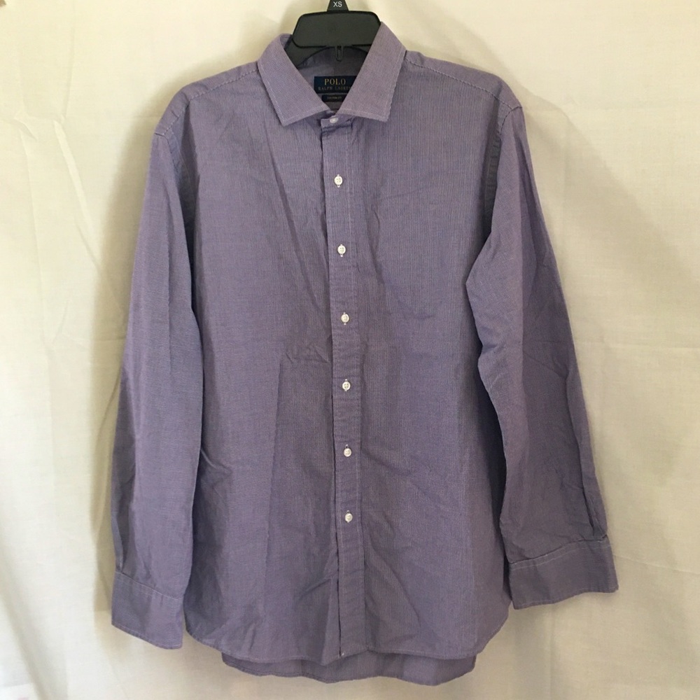 Polo Ralph Lauren Mens Purple  Custom Fit Dress Shirt long sleeve size 17 34/35